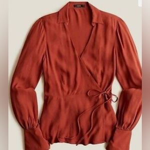 NWT Cray Red J. Crew Drapey Crepe Wrap Shirt Size 6